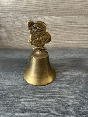Holiday Christmas Brass Santa hand Bell